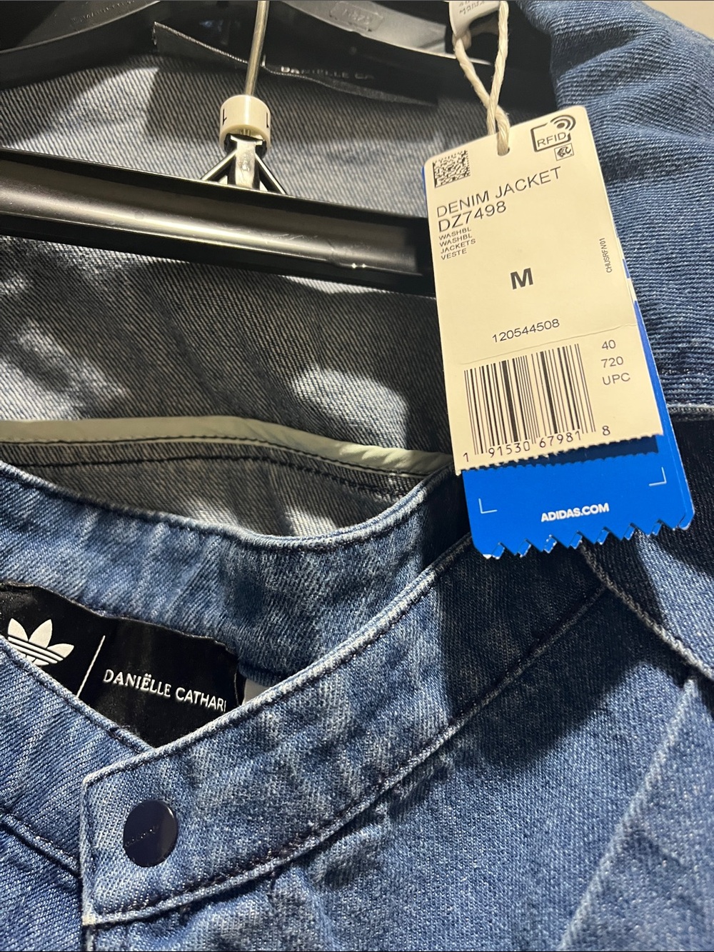 adidas Blue Denim Jacket with skirt with White Stripe Accents - Picture 3 of 10